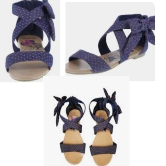 Disney Minnie Mouse Bow Fabric Blue /Pink Polka Dot Print Sandals🆕📦🏃🏻💨⚡🚚 - Picture 1 of 16